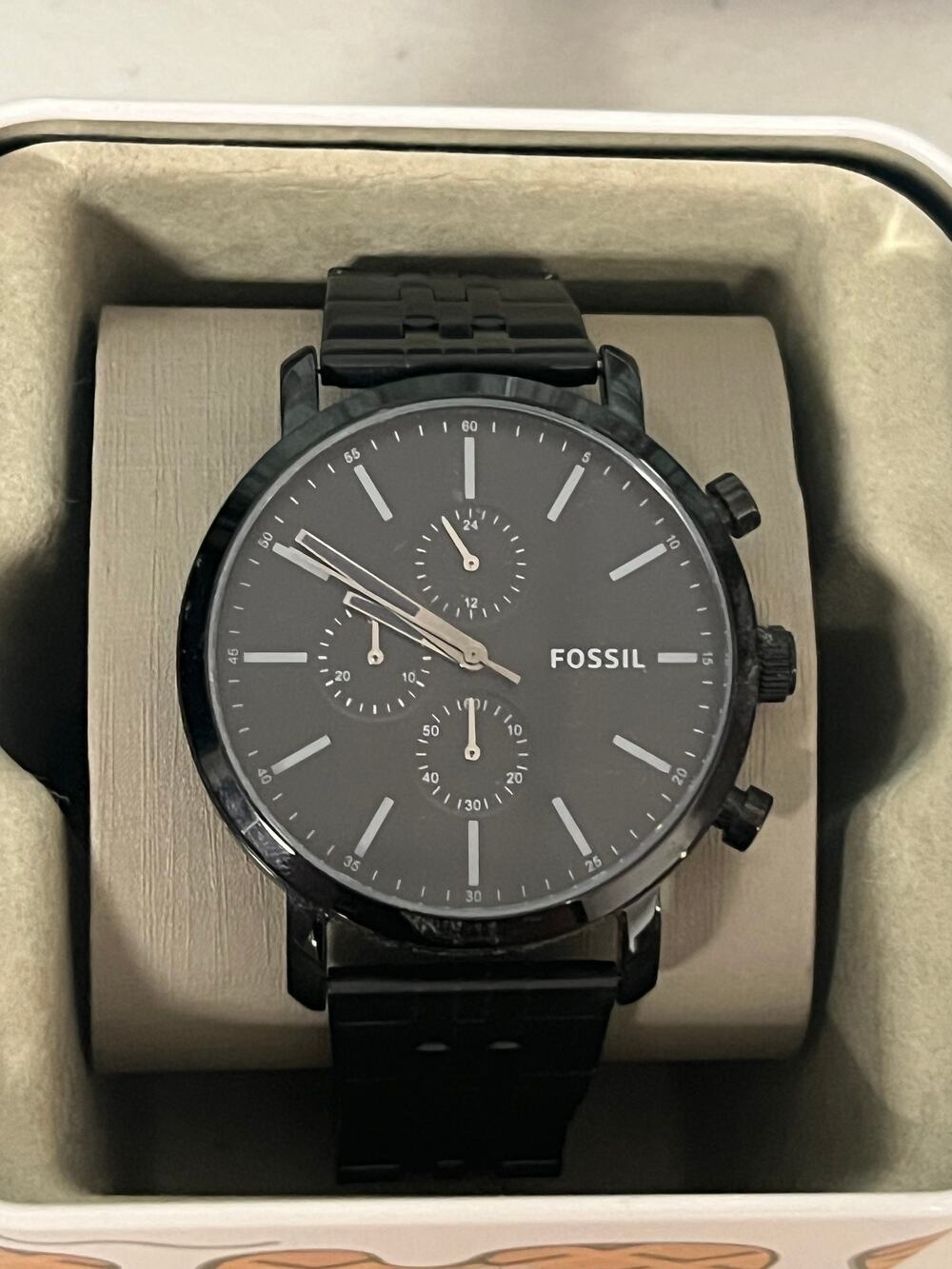 Fossil BQ23301E Luther Chronograph Black Stainless Steel Watch
